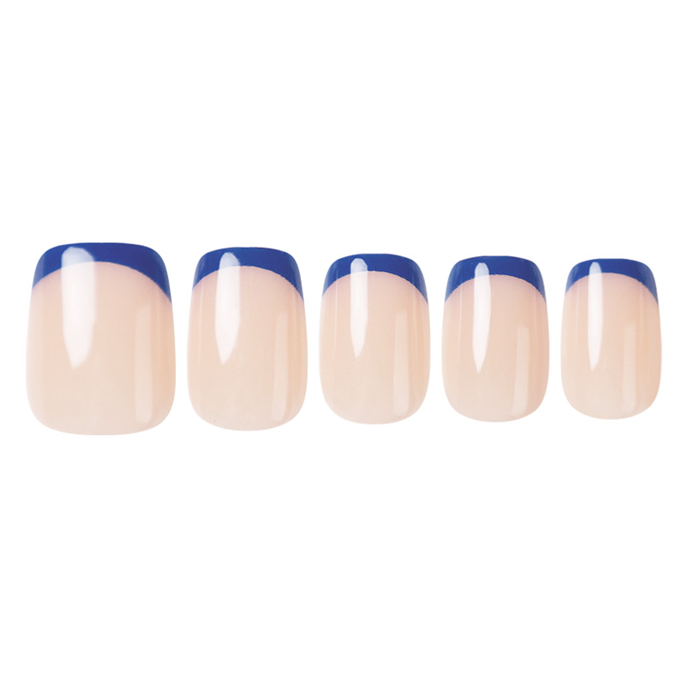 Uñas Press On Cuadradas French Azul Cobalto