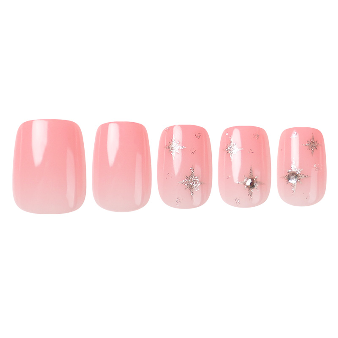 Uñas Press On Cuadradas Estelar Pink