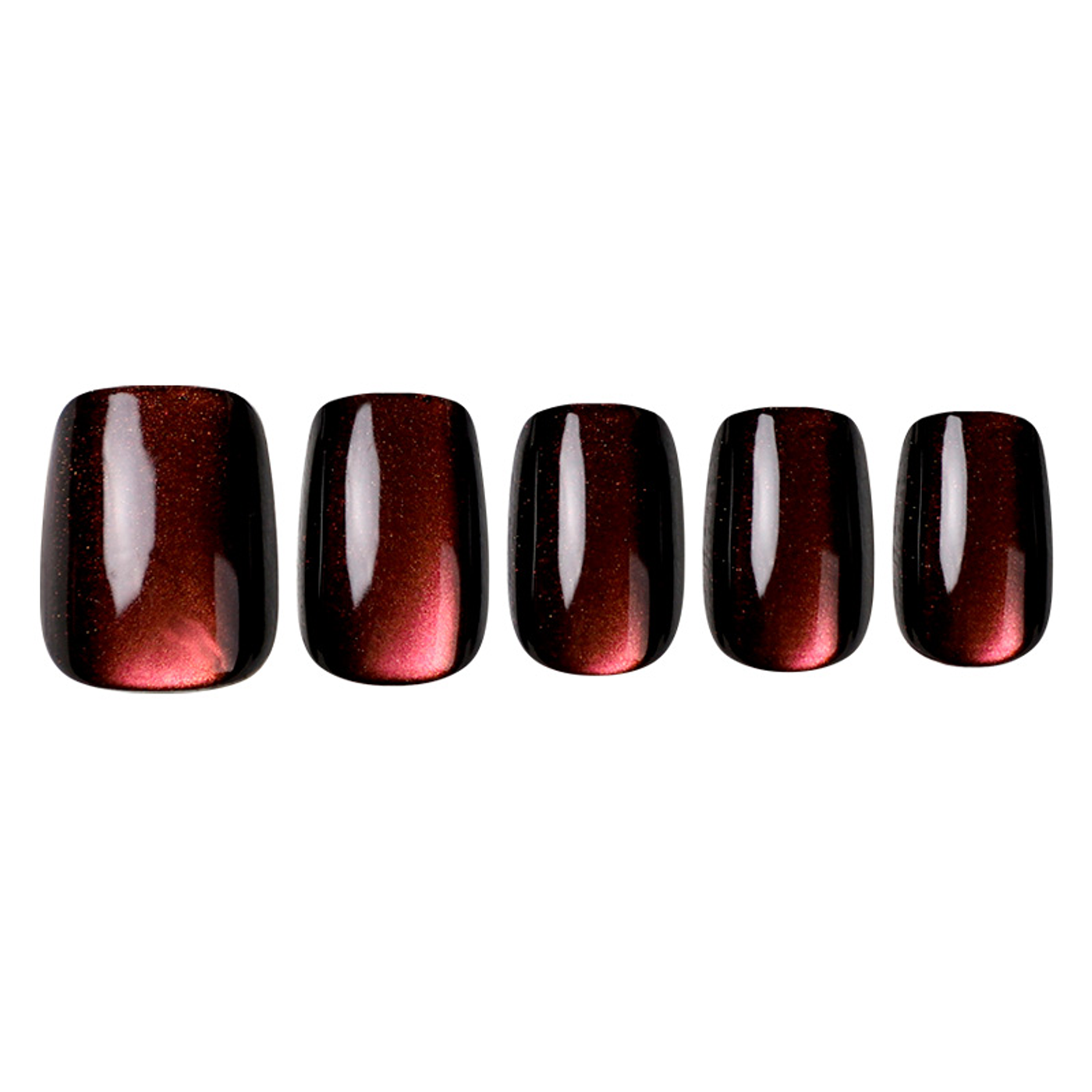 Uñas Press On Cuadradas Cat Eye Borgoña