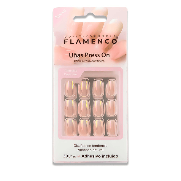 Uñas Press On Cuadradas Holográficas Pastel 2