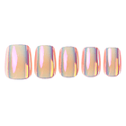 Uñas Press On Cuadradas Holográficas Pastel 1