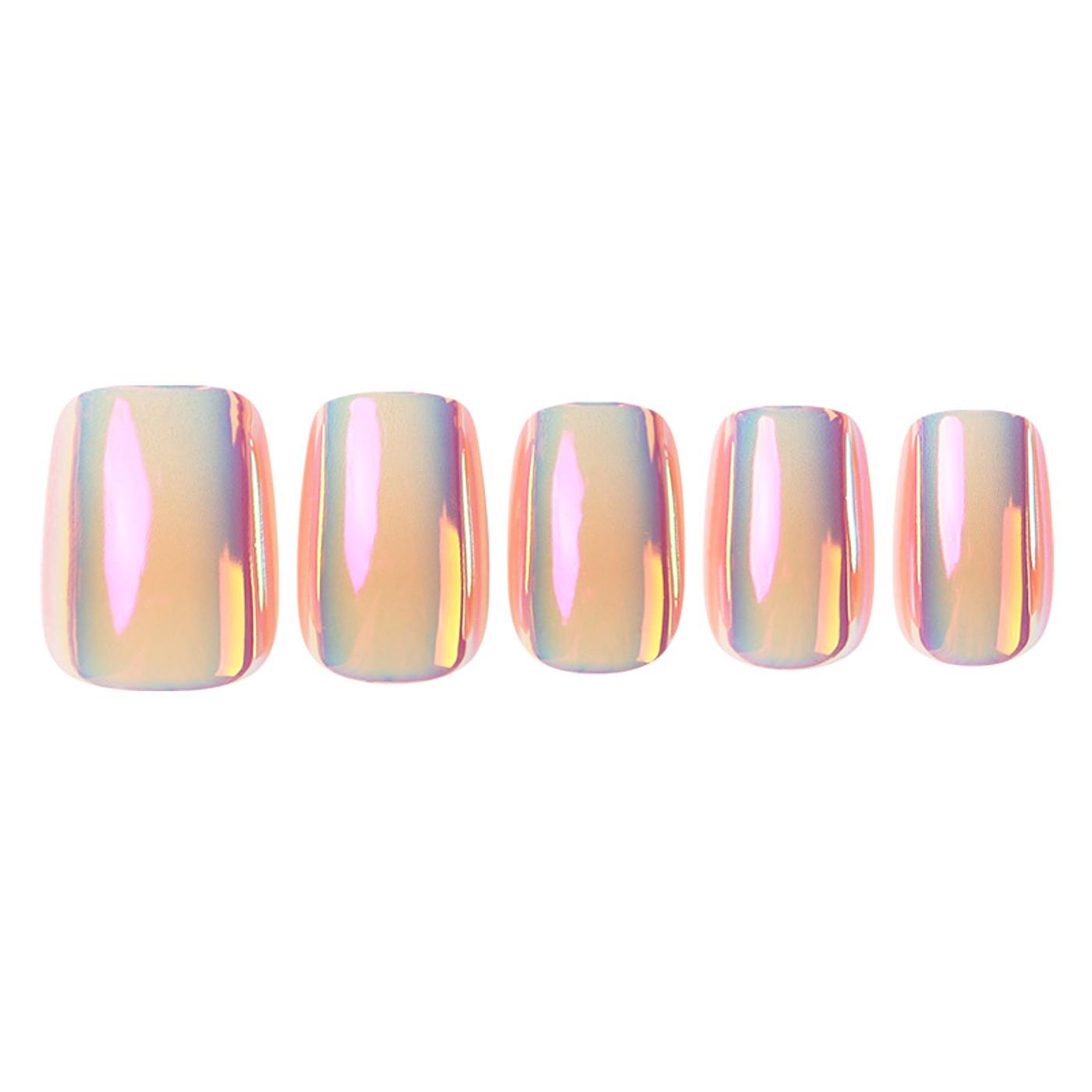 Uñas Press On Cuadradas Holográficas Pastel