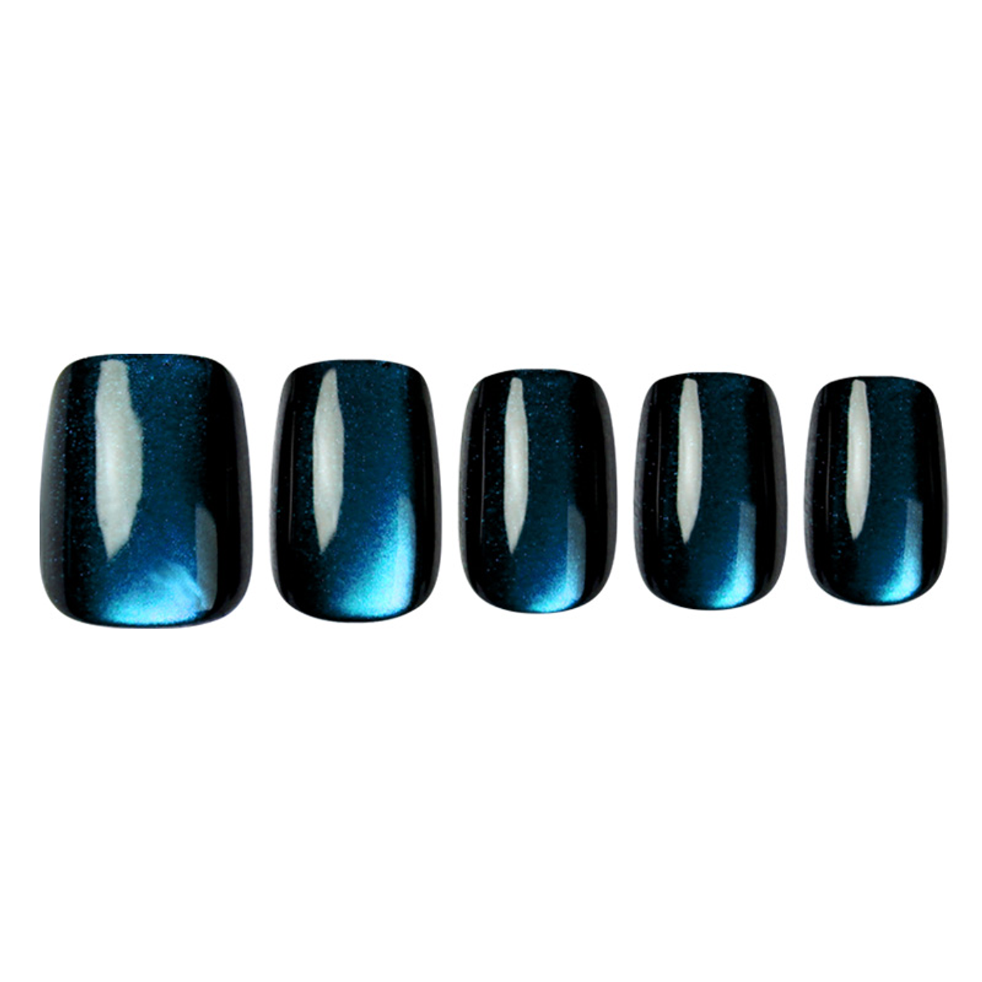 Uñas Press On Cuadradas Cat Eye Deep Blue