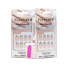 Uñas Press On Almendradas French Metálica Plata 2