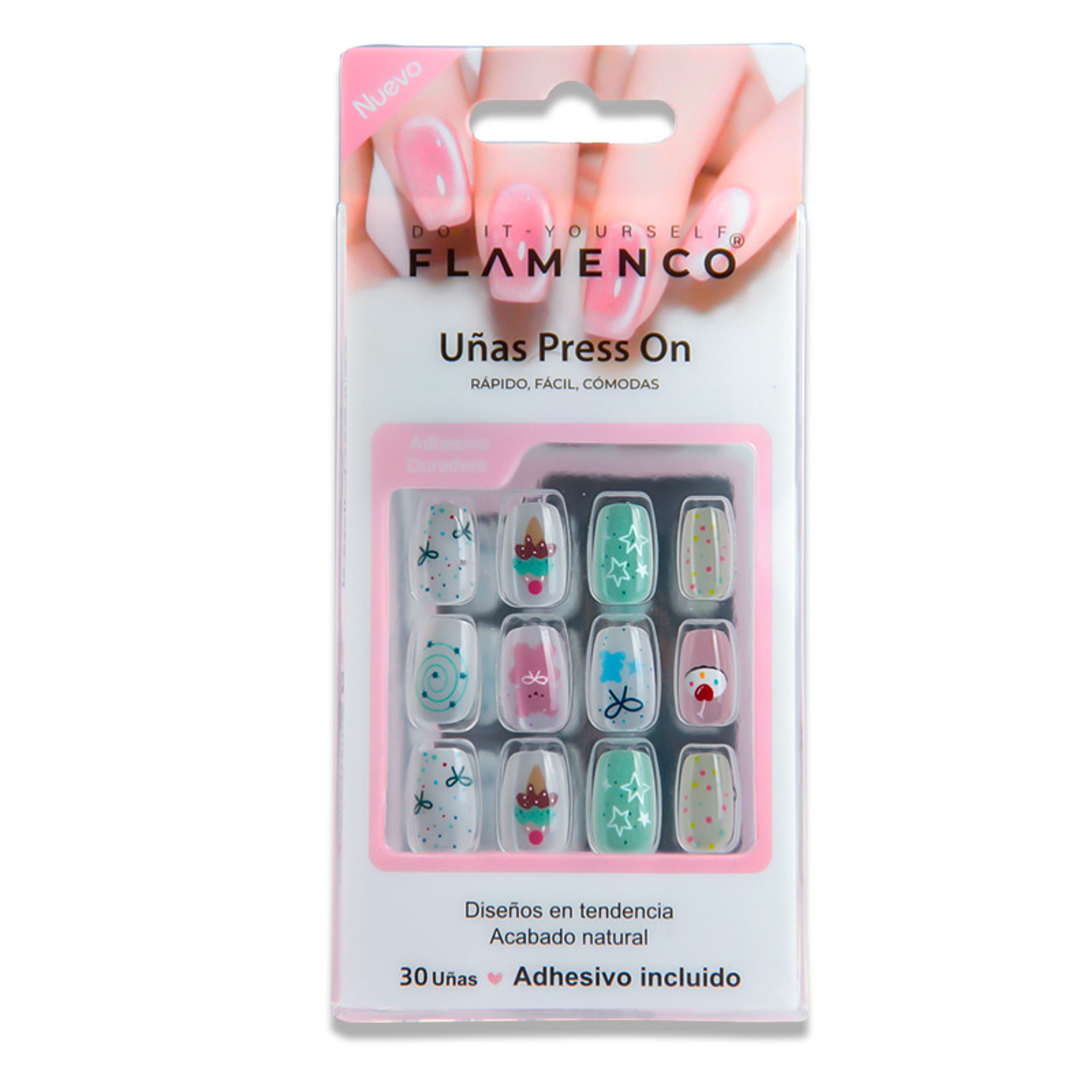 Uñas Press On Cuadradas Kawaii Sweet