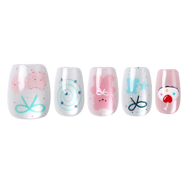 Uñas Press On Cuadradas Kawaii Sweet 1