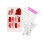 Uñas Press On Coffin Mix Rojo Glam 3