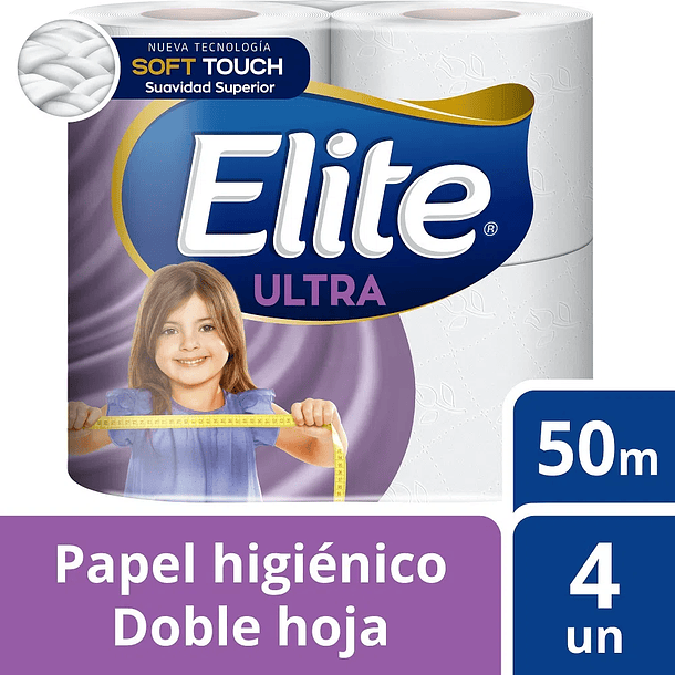 PAPEL HIGIENICO ULTRA SUAVE ELITE 50 MT X 4 ROLLOS 