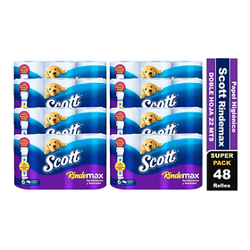 PAPEL HIGIENICO SCOTT RINDEMAX 21,78 MT X 48 ROLLOS (MANGA)