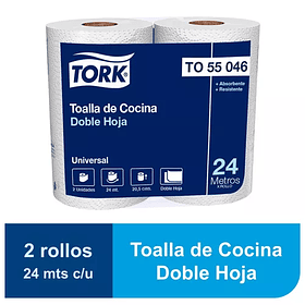 TOALLA DE PAPEL TORK DOBLE HOJA 24MT X 2 ROLLOS 