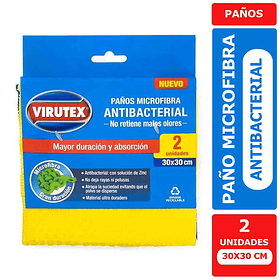 PAÑOS MICROFIBRA ANTIBACTERIAL VIRUTEX PACK 2 UNIDADES 
