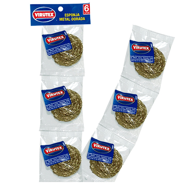 ESPONJA METAL DORADA VIRUTEX PACK 6 UNIDADES 