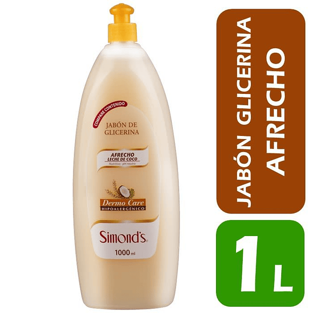 JABÓN LÍQUIDO GLICERINA SIMONDS AFRECHO LECHE DE COCO 1000 ML 