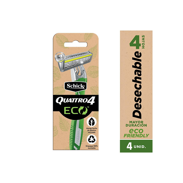 MÁQUINA DE AFEITAR SCHICK4 ECO 4 HOJAS (4 UNIDADES)