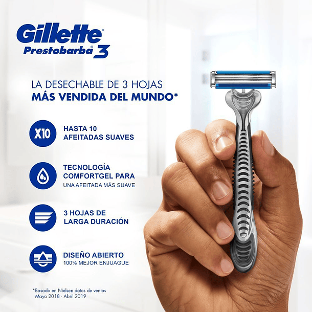 MÁQUINA DE AFEITAR DESECHABLE GILLETTE PRESTOBARBA 3  3