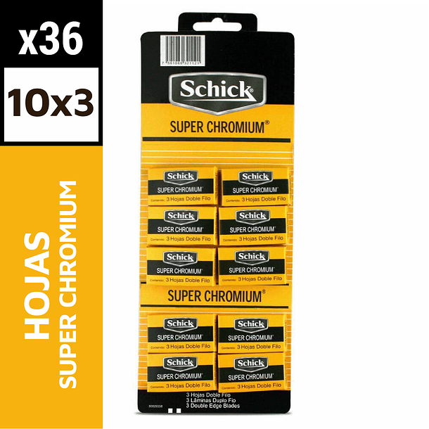HOJILLAS SCHICK SUPER CHROMIUM 10 PAQ X 3 UNID