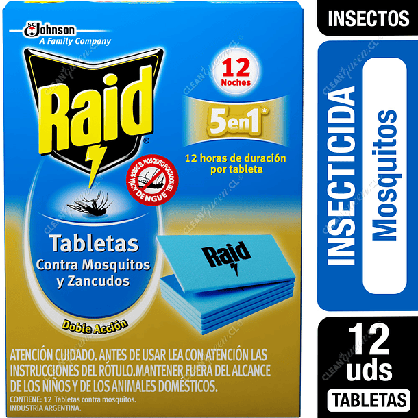 TABLETAS INSECTICIDAS RAID 12 UNIDADES