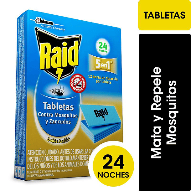TABLETAS INSECTICIDAS RAID 24 UNIDADES