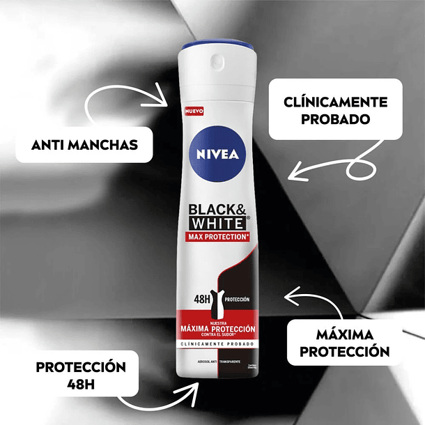 ANTITRANSPIRANTE AEROSOL NIVEA WOMEN BLACK & WHITE MAX PROTECCIÓN 150 ML 2