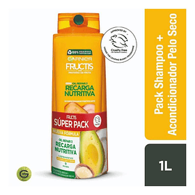 PACK GARNIER FRUCTIS RECARGA NUTRITIVA SHAMPOO 650 ML + ACONDICIONADOR 350 ML 