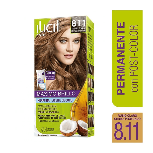 TINTURA ILICIT RUBIO CLARO CENIZA PROFUNDO 8.11