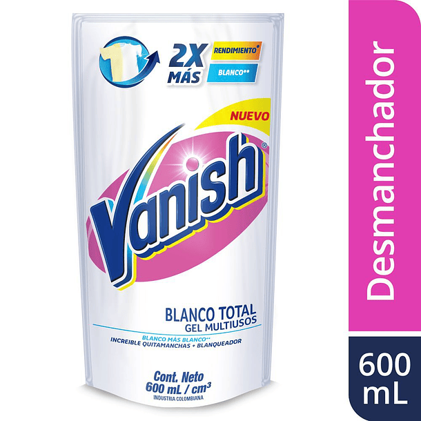 QUITAMANCHAS LÍQUIDO VANISH ROPA BLANCA 600 ML 