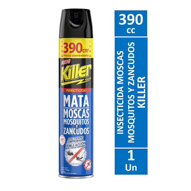 INSECTICIDA KILLER AEROSOL MOSCAS, MOSQUITO Y ZANCUDOS 390 CC