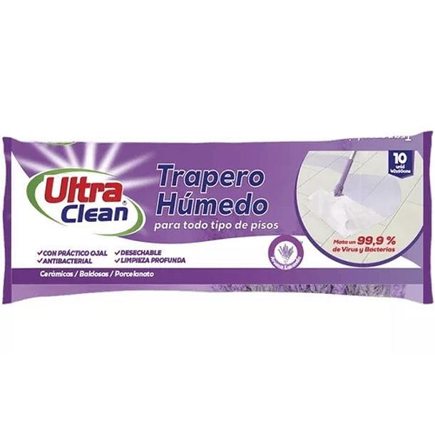 TRAPERO HUMEDO ULTRA CLEAN LAVANDA 10 UNI