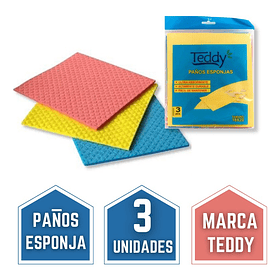 PAÑO ESPONJA ABSORVENTE TEDDY PACK 3 UNIDADES 