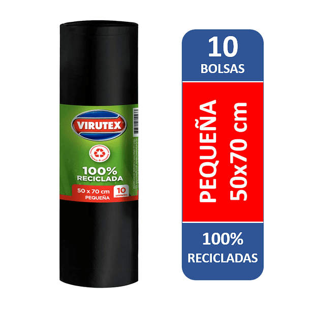BOLSA DE BASURA VIRUTEX PEQUEÑA 50X70 10U.