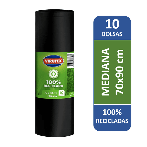 BOLSA DE BASURA VIRUTEX MEDIANA 70X90 10U