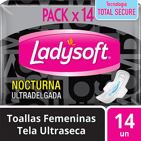 TOALLA HIGIÉNICA LADYSOFT NOCTURNA 14U TELA ULTRA SECA 