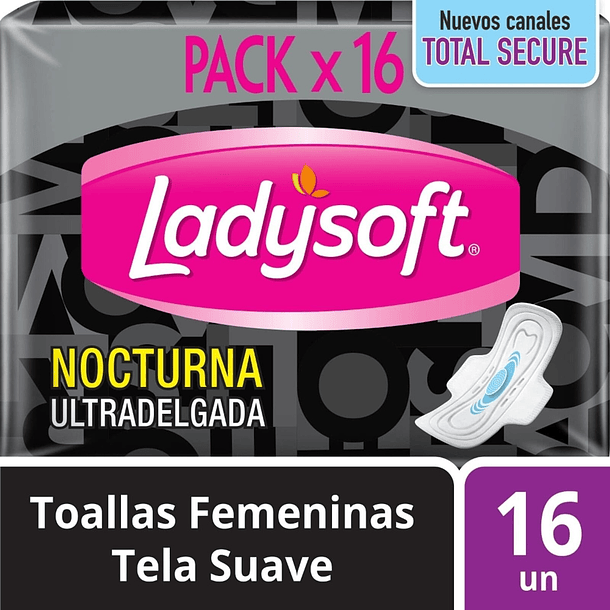 TOALLA HIGIÉNICA LADYSOFT NOCTURNA 16U TELA SUAVE 