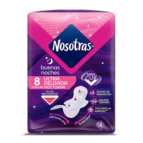 TOALLA HIGIÉNICA NOSOTRAS NOCTURNA 8U ULTRA DELGADA