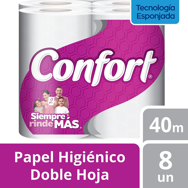 PAPEL HIGIÉNICO CONFORT 40 METROS X 8 ROLLOS 