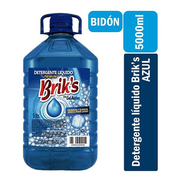 BRIK´S DETERGENTE LIQUIDO AZUL CON GEL ACTIVO 5 LT