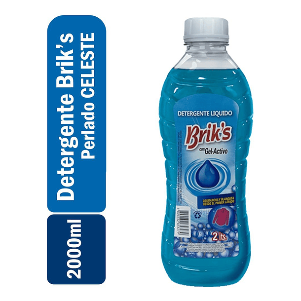 BRIK´S DETERGENTE LIQUIDO CON GEL ACTIVO CELESTE 2 LT