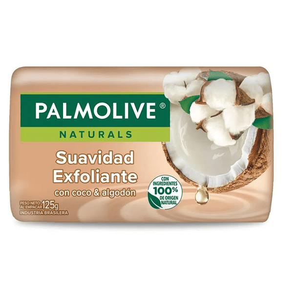 JABON EN BARRA PALMOLIVE SUAVIDAD EXFOLIANTE COCO Y ALGODON GRANADA 125 GR