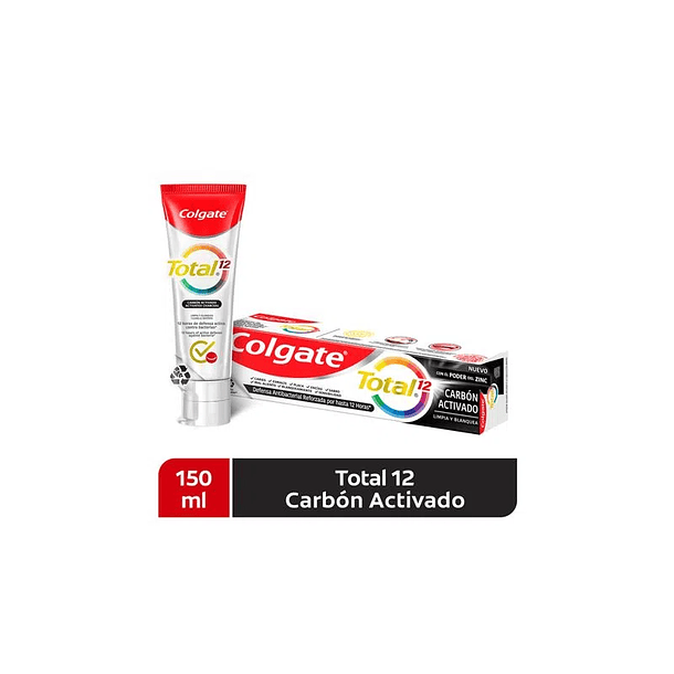 CREMA DENTAL COLGATE TOTAL 12 CARBÓN ACTIVO 150 ML