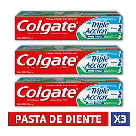 CREMA DENTAL COLGATE TRIPLE ACCIÓN 75 ML PACK 3 UNIDADES 