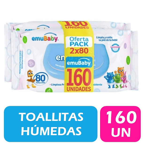 TOALLAS HUMEDAS EMUBABY PACK 2X80 UNID