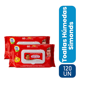 TOALLAS HUMEDAS SIMONDS CON VITAMINA E PACK 2X60 UNID