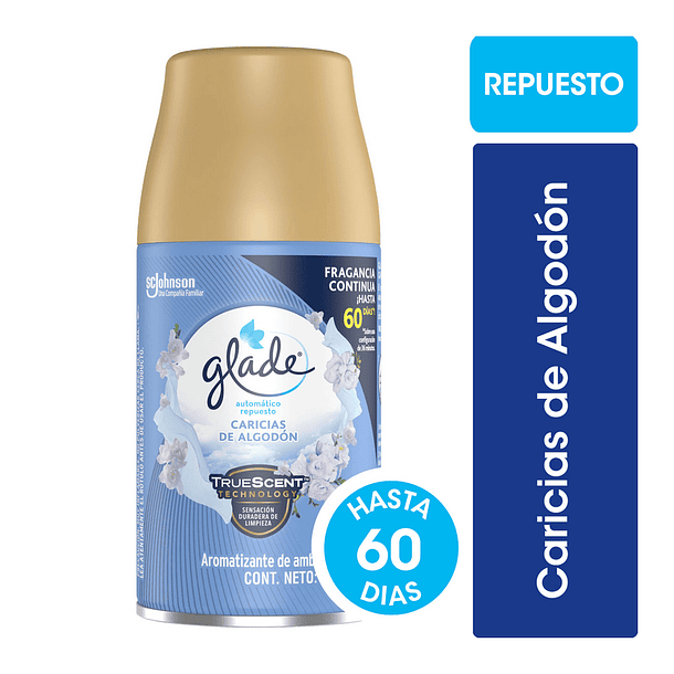 AMBIENTADOR GLADE REPUESTO AUTOMATICO CARICIAS DE ALGODÓN 175 GR