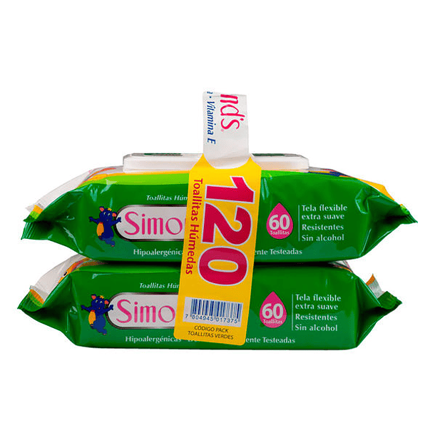 TOALLAS HUMEDAS SIMONDS ALOE PACK 2X60 UNID