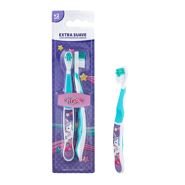 PACK DE CEPILLO DENTAL NIÑA UNICORNIO