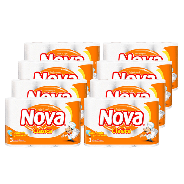 TOALLA DE PAPEL NOVA CLASICA 12 MTS X 24 ROLLOS (MANGA)