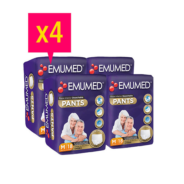PAÑALES PARA ADULTO EMUMED PANTS TALLA M 72 UNID INCONTINENCIA FUERTE (MANGA)