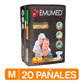 PAÑAL ADULTO DESECHABLE EMUMED PREMIUM TALLA M 20 UNI