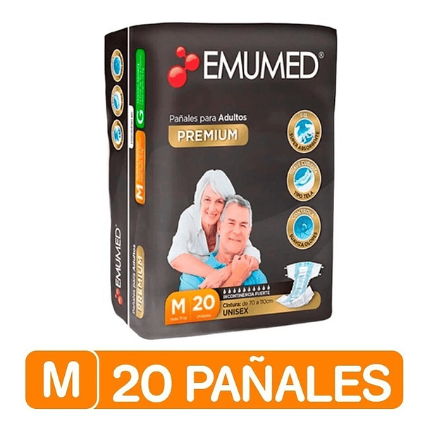 PAÑAL ADULTO DESECHABLE EMUMED PREMIUM TALLA M 20 UNI
