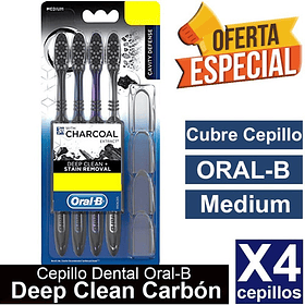 CEPILLO DENTAL ORAL B  CHARCOAL PACK X4 UNID